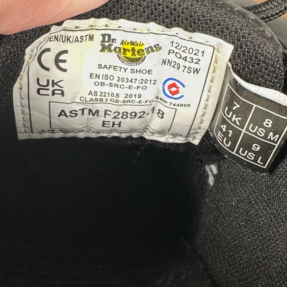 Dr. Martens Shoes Mens 8 Womens 9 Black Slip Resistant Work Oxford Leather Y2K - Picture 10 of 10